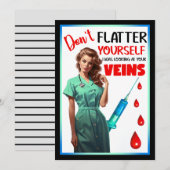 かわいい懐かしいナースピンナップ自分を引き立てない サンキューカード (正面/裏面)