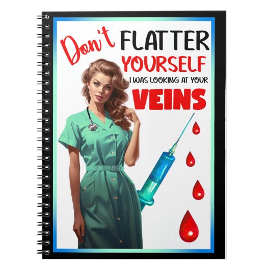 かわいい懐かしいナースピンナップ自分を引き立てない ノートブック (正面)