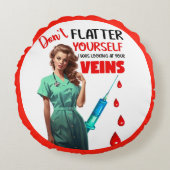 かわいい懐かしいナースピンナップ自分を引き立てない ラウンドクッション (正面)