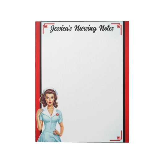 かわいい懐かしいナースピンナップ_私は大きな静脈が好き ノートパッド (回転)