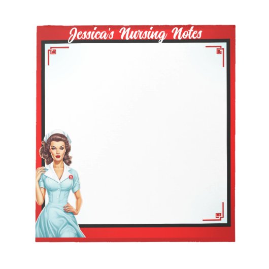 かわいい懐かしいナースピンナップ_私は大きな静脈が好き ノートパッド (正面)