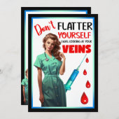 かわいい懐かしいナースピンナップ_自分自身を誇示しない 招待状 (正面/裏面)