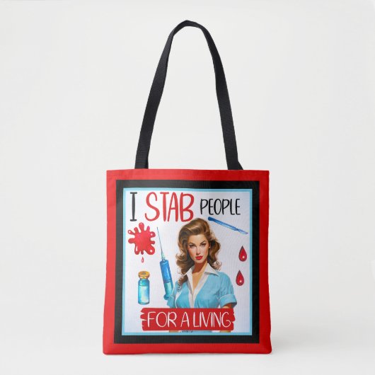 かわいい懐かしいナースピンナップfor a living トートバッグ (正面)