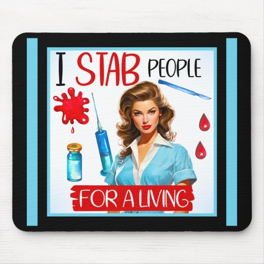 かわいい懐かしいナースピンナップfor a living マウスパッド (正面)