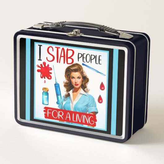 かわいい懐かしいナースピンナップfor a living メタルランチボックス (正面)