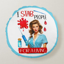 かわいい懐かしいナースピンナップfor a living ラウンドクッション