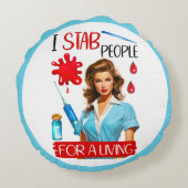 かわいい懐かしいナースピンナップfor a living ラウンドクッション (裏面)