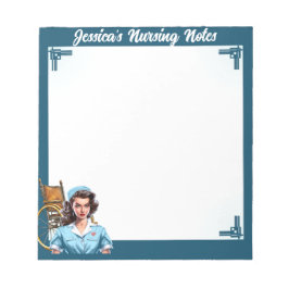 かわいい懐かしいピンナップナース_休息ナース顔 ノートパッド