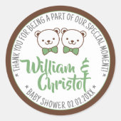 かわいい懐かしいヴィンテージテディベア赤ちゃんシャワーラベル ラウンドシール (正面)