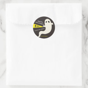 かわいい懐中電灯のオバケ ハッピーハロウィン お礼の品 ラウンドシール