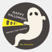 かわいい懐中電灯のオバケ ハッピーハロウィン お礼の品 ラウンドシール (正面)