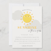 かわいい我々の小さなサンシャインイエロー任意の年齢誕生日 サンキューカード (正面)