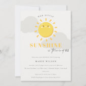 かわいい我々の小さなサンシャインイエロー任意の年齢誕生日 招待状 (正面)