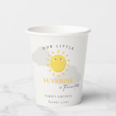 かわいい我々の小さなサンシャインイエロー任意の年齢誕生日 紙コップ (裏面)