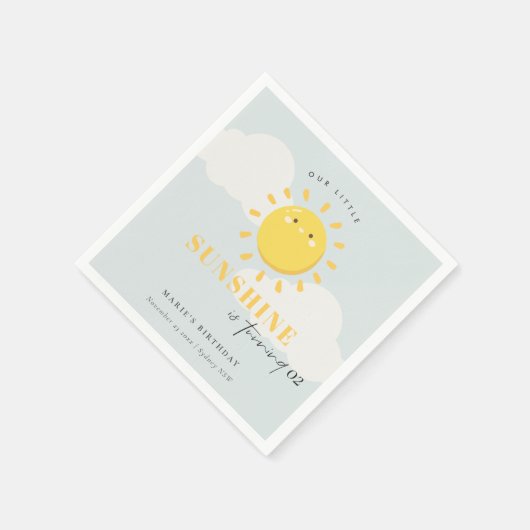 かわいい我々の小さなサンシャインブルーボーイエイジ誕生日 スタンダードカクテルナプキン (角)