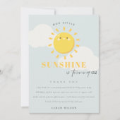 かわいい我々の小さなサンシャインブルー任意の年齢誕生日 サンキューカード (正面)