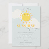 かわいい我々の小さなサンシャインブルー任意の年齢誕生日 招待状 (正面)