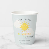 かわいい我々の小さなサンシャインボーイブルー任意の年齢誕生日 紙コップ (裏面)