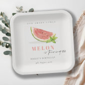 かわいい我々の小さなメロンレッドグリーン任意の年齢誕生日 ペーパープレート