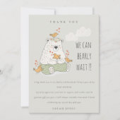 かわいい我々はベアバードの赤ちゃんシャワーを待つことができる サンキューカード (正面)