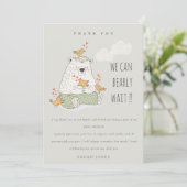 かわいい我々はベアバードの赤ちゃんシャワーを待つことができる サンキューカード (スタンド正面)
