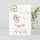 かわいい我々はベアベビーシャワー女の子を待つことができる 招待状 (スタンド正面)