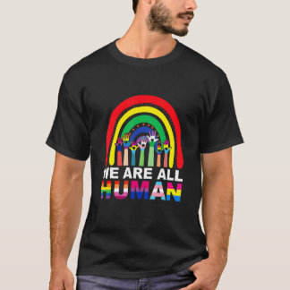 かわいい我々は人間のプライドアリー虹Lgbtフラグ Tシャツ