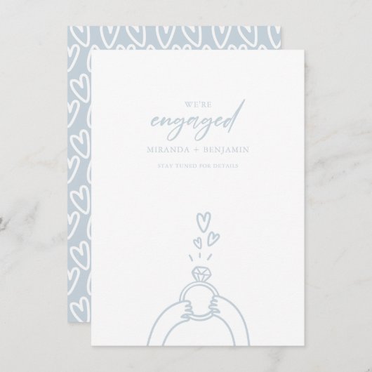 かわいい我々は婚約婚約した発表 招待状 (正面/裏面)