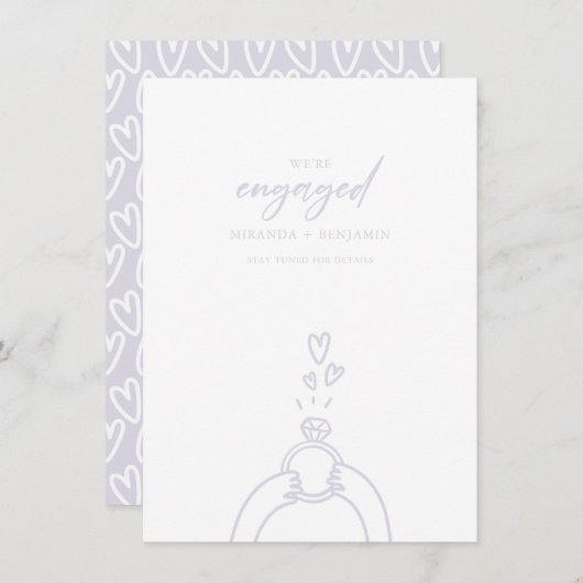 かわいい我々は婚約婚約した発表 招待状 (正面/裏面)