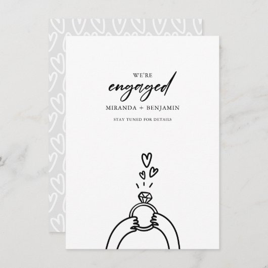 かわいい我々は婚約婚約した発表 招待状 (正面/裏面)