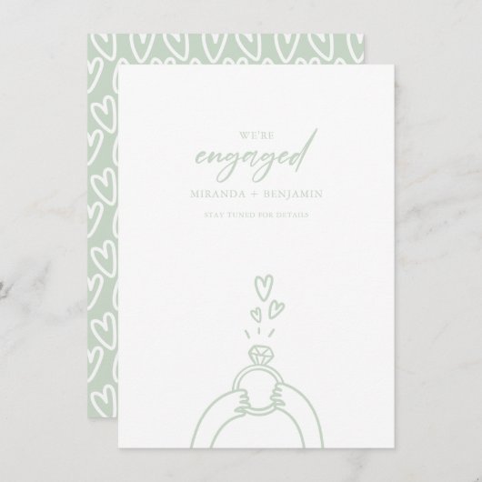 かわいい我々は婚約婚約した発表 招待状 (正面/裏面)
