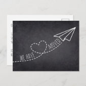 かわいい我々は移動したモダンハート飛行機Chalkboard ポストカード (正面/裏面)