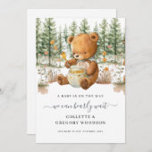 かわいい我々はbear蜂蜜の妊娠を待つことができる 案内状 (正面/裏面)