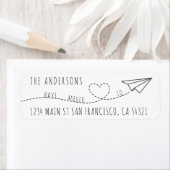 かわいい我々移動したモダンハート紙飛行機 ラベル (インサイチュ)