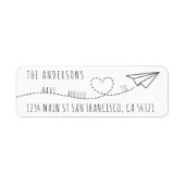 かわいい我々移動したモダンハート紙飛行機 ラベル (正面)