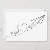 かわいい我々移動したモダンハート紙飛行機 案内状 (正面)
