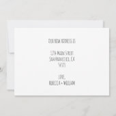 かわいい我々移動したモダンハート紙飛行機 案内状 (裏面)