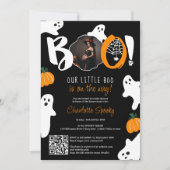 かわいい我が家の小さなブーゴースト黒の写真ベイビーシャワー 招待状 (正面)