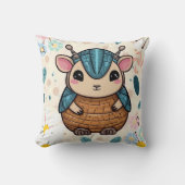 かわいい戦士アルマジロのフローラプリント クッション (正面)