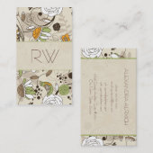 かわいい手で描かれた子どもスタイル花と鳥 名刺 (正面/裏面)