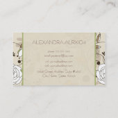 かわいい手で描かれた子どもスタイル花と鳥 名刺 (裏面)