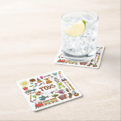 かわいい手で描かれた子供たち漫画おもちゃ スクエアペーパーコースター (インサイチュ)