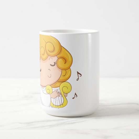 かわいい手で描かれた漫画の天使の女の子 コーヒーマグカップ (中央)