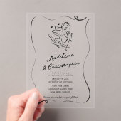 かわいい手ぬきキューピッドをスキー冬季結婚式で アクリル招待状 (インサイチュ (ポータブル))