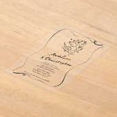 かわいい手ぬきキューピッドをスキー冬季結婚式で アクリル招待状 (レイダウン)