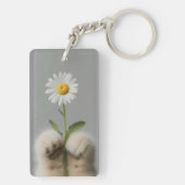 かわいい手の猫と花柄キーチェーン キーホルダー (裏面)