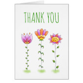 かわいい手の花を持つ色彩の鮮やかサンキューカード (正面)