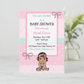 かわいい手ひきヒスパニック赤ちゃん女の子の赤ちゃんシャワー 招待状 (スタンド正面)