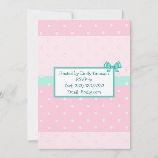 かわいい手ひきヒスパニック赤ちゃん女の子の赤ちゃんシャワー 招待状 (裏面)