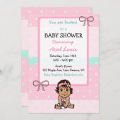 かわいい手ひきヒスパニック赤ちゃん女の子の赤ちゃんシャワー 招待状 (正面/裏面)